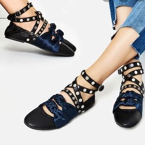 Zara Ballet Flats with Ankle Straps